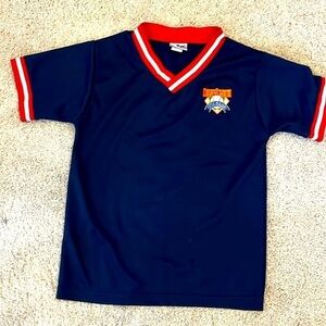 Cooperstown little majors souvenir shirt. Navy red trim.